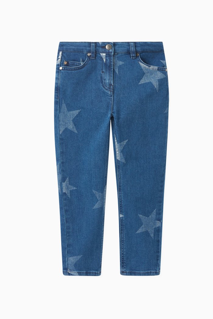 

Star Print Jeans in Organic Cotton, Blue