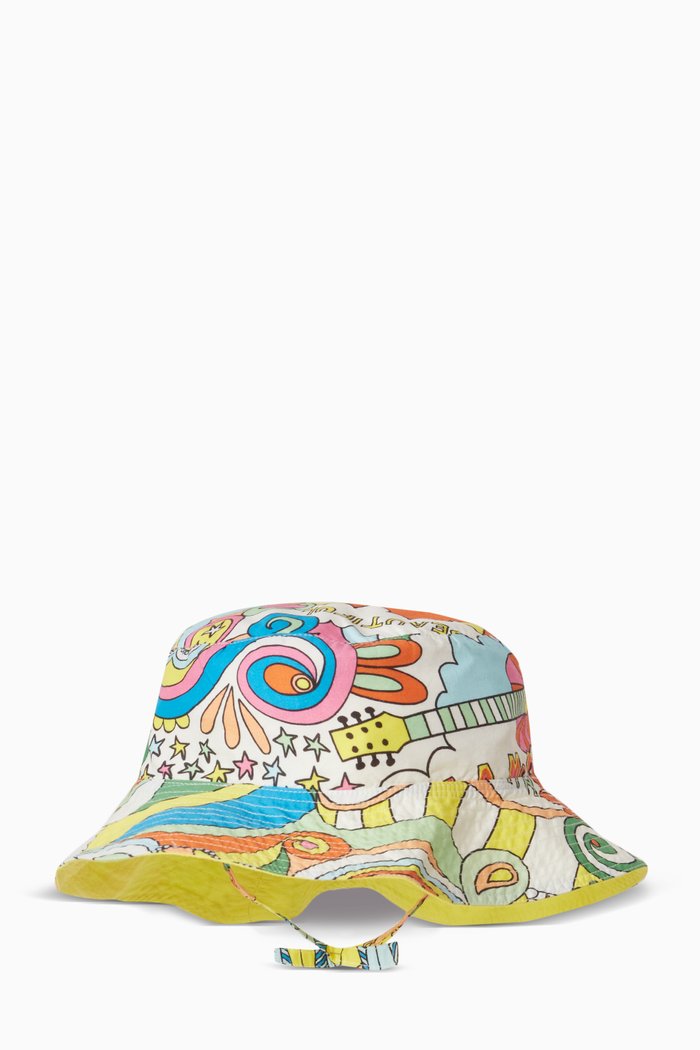 

Graphic Print Bucket Hat in Cotton, Multicolour