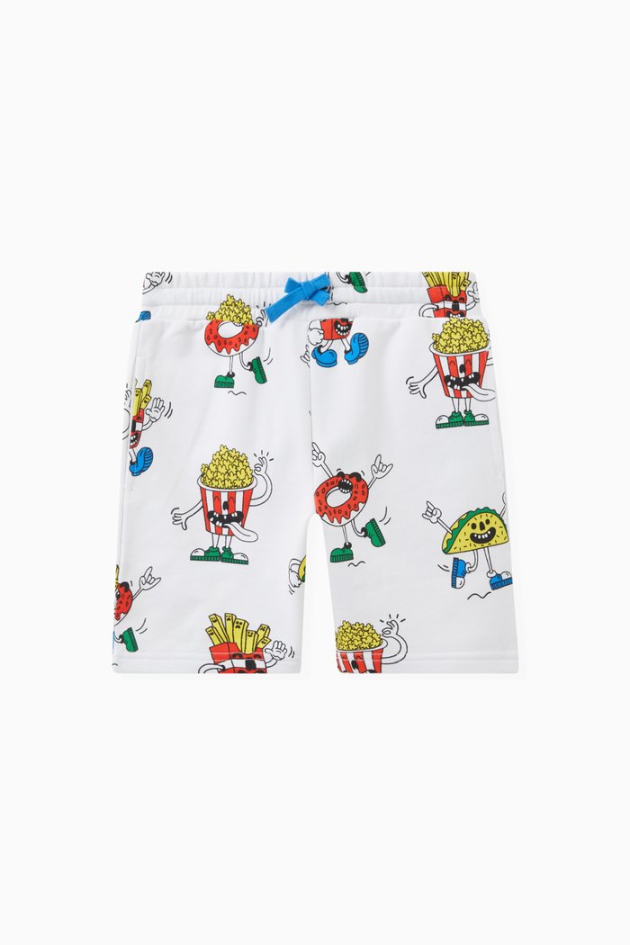 

Donut & Popcorn Track Shorts in Organic Cotton, White