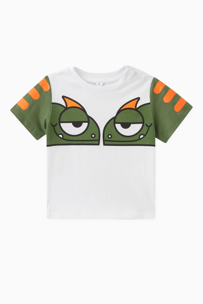 Gecko-print T-shirt in Organic Cotton-jersey, White