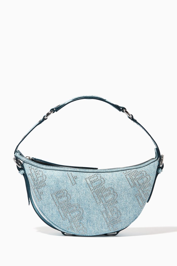 

Gib Studded Shoulder Bag in Denim, Blue