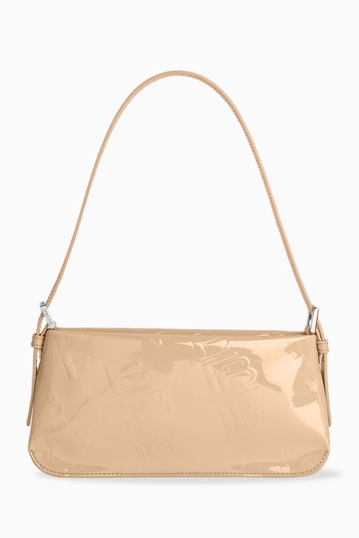 Dulce Shoulder Bag in Embossed Patent Leather, Neutral