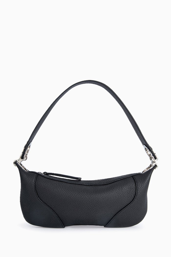 Mini Amira Shoulder Bag in Leather, Black