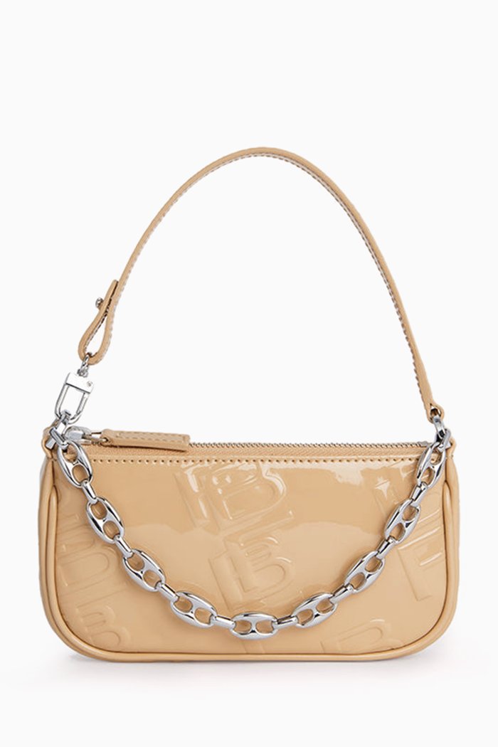 

Mini Rachel Shoulder Bag in Embossed Patent Leather, Neutral