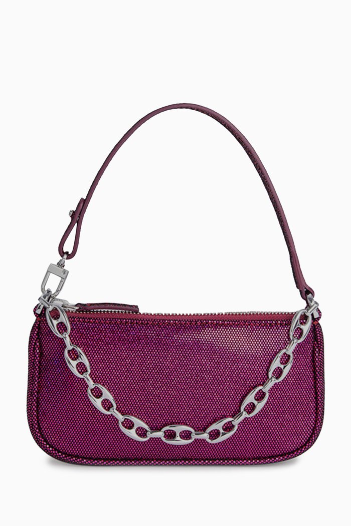 

Mini Rachel Shoulder Bag in Leather, Purple