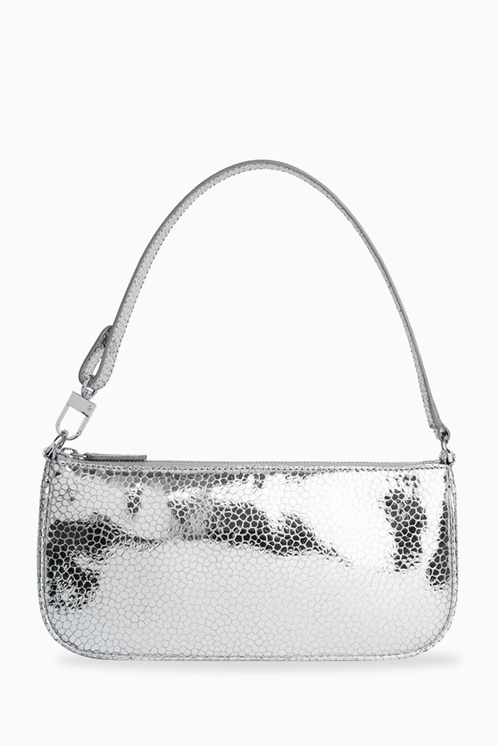 

Rachel Shoulder Bag in Metallic Leather, Silver