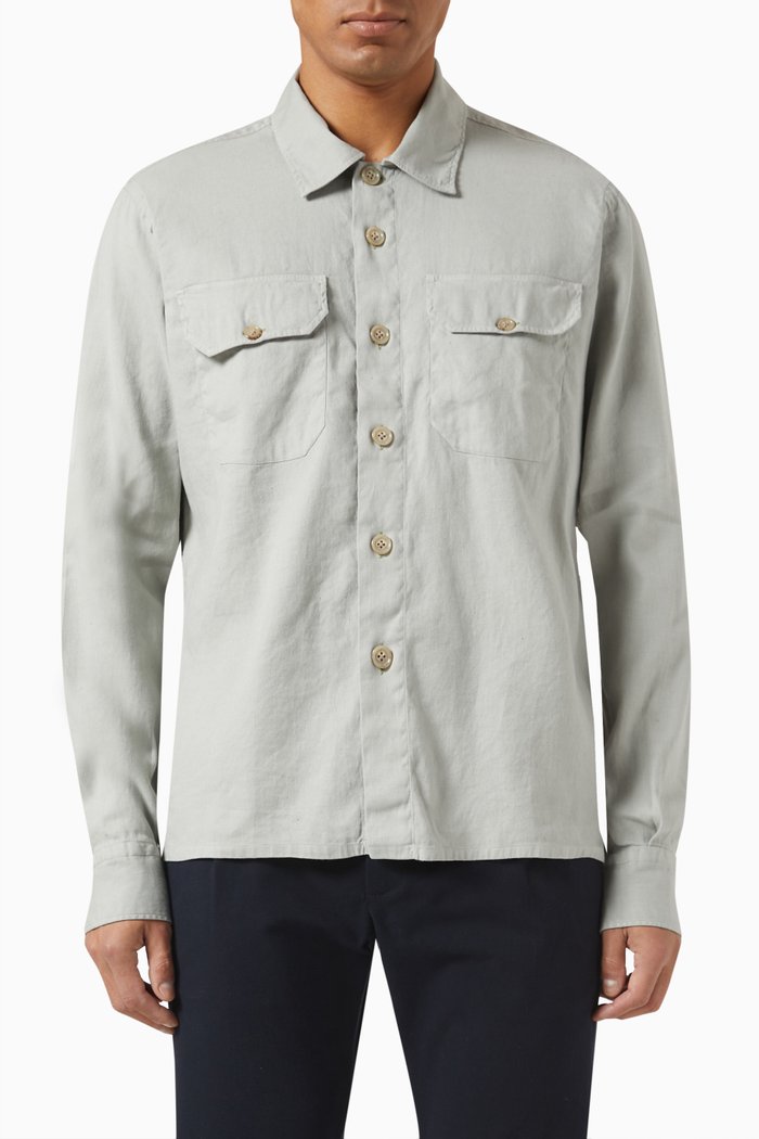 

Button-down Shirt in Linen Blend, Green