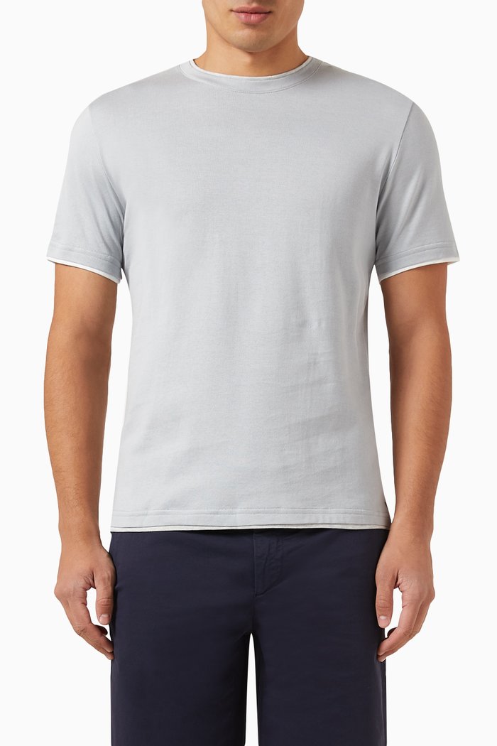 

Contrast Trim T-shirt in Cotton, White