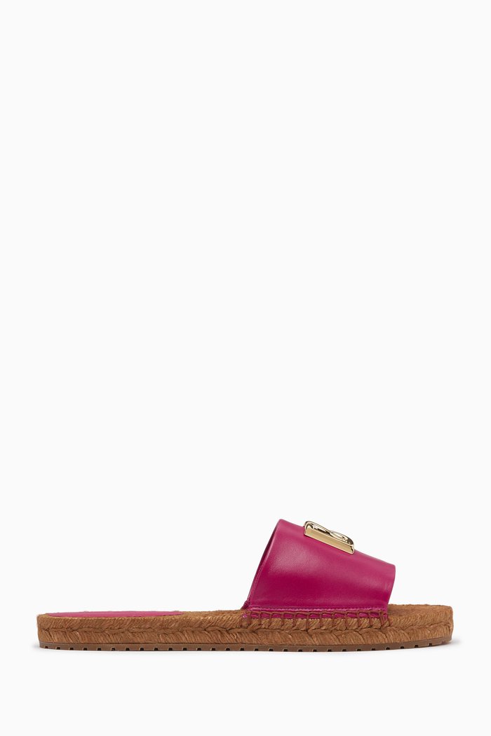

Espadrilles Logo Slides in Nappa Leather, Pink