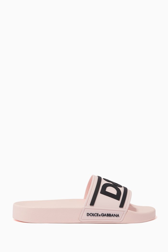 Saint Barth Logo Slides in Rubber, Pink