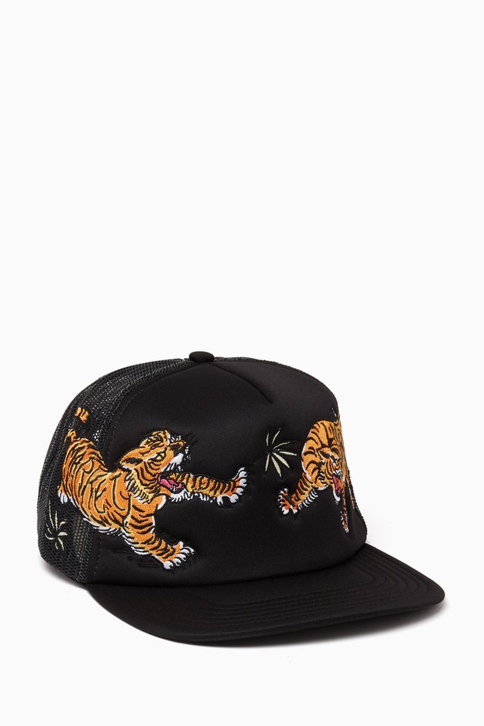 

Man Eater Paneled Trucker Hat, Black