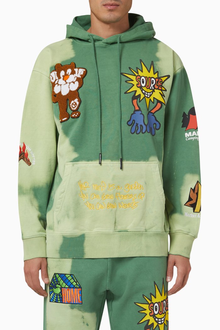 

Land Escape Tie-Dye Hoodie in Cotton Fleece, Multicolour