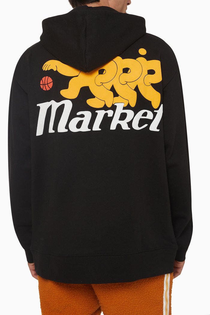 Morning Pick Up Hoodie in Cotton Fleece, Black