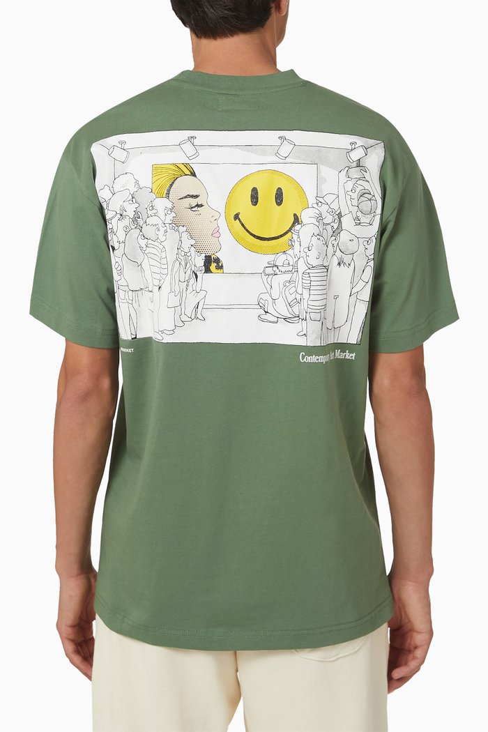 

Smiley Contemporary Art Market T-shirt in Cotton, Green