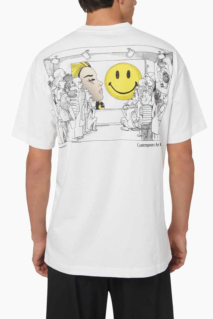 Smiley Contemporary Art Market T-shirt in Cotton, White