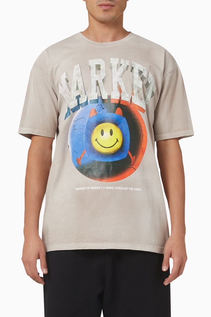 Smiley Happiness Within Tie-Dye T-Shirt in Cotton, Purple