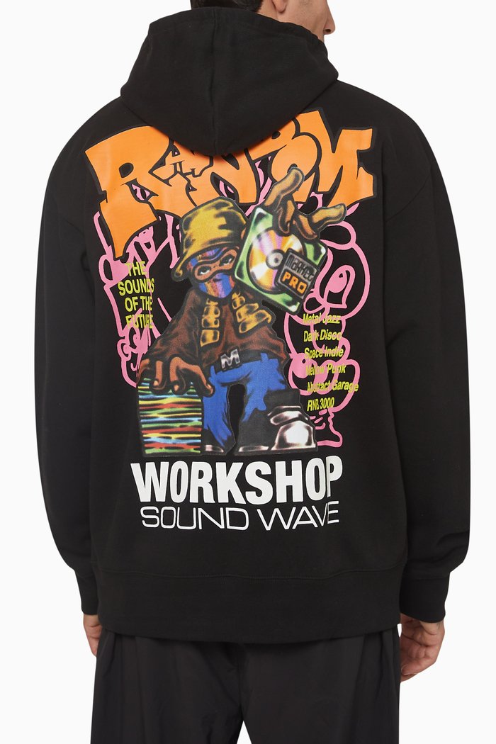 

Soundwave Hoodie in Cotton Fleece, Black