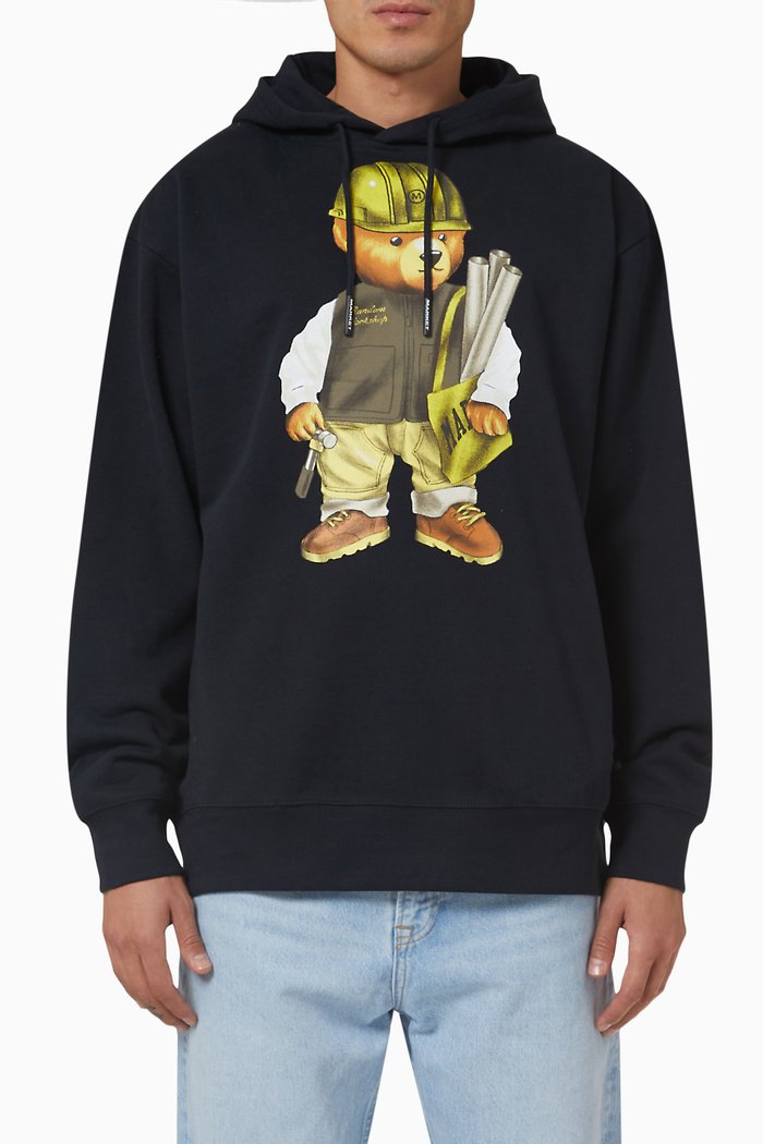 

Workshop Bear Hoodie in Cotton Fleece, Blue