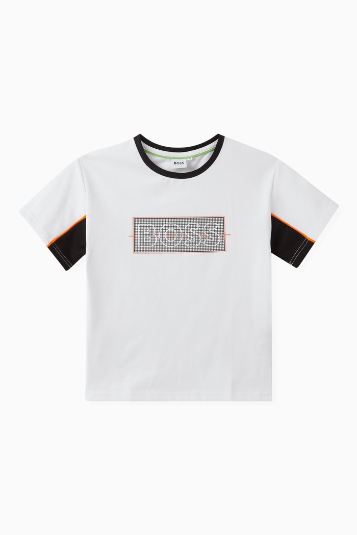 

Graphic Logo Print T-Shirt in Cotton Blend, White