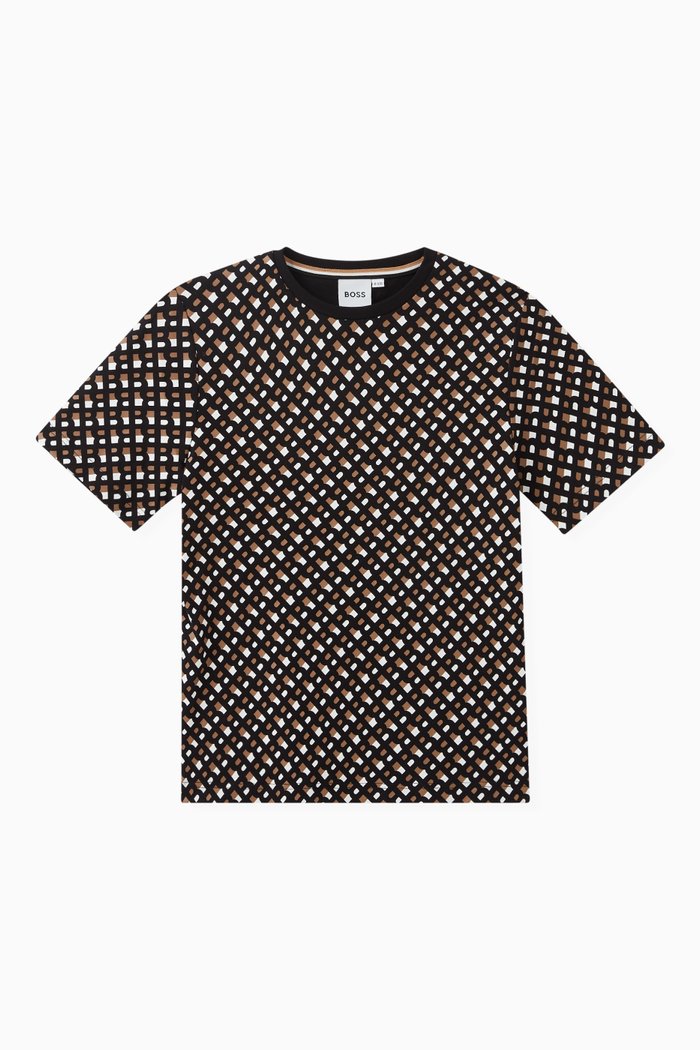 Monogram Print T-shirt in Cotton Jersey, Black