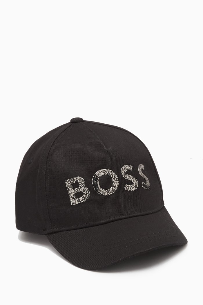 

Capsule Logo Print Cap in Cotton, Black