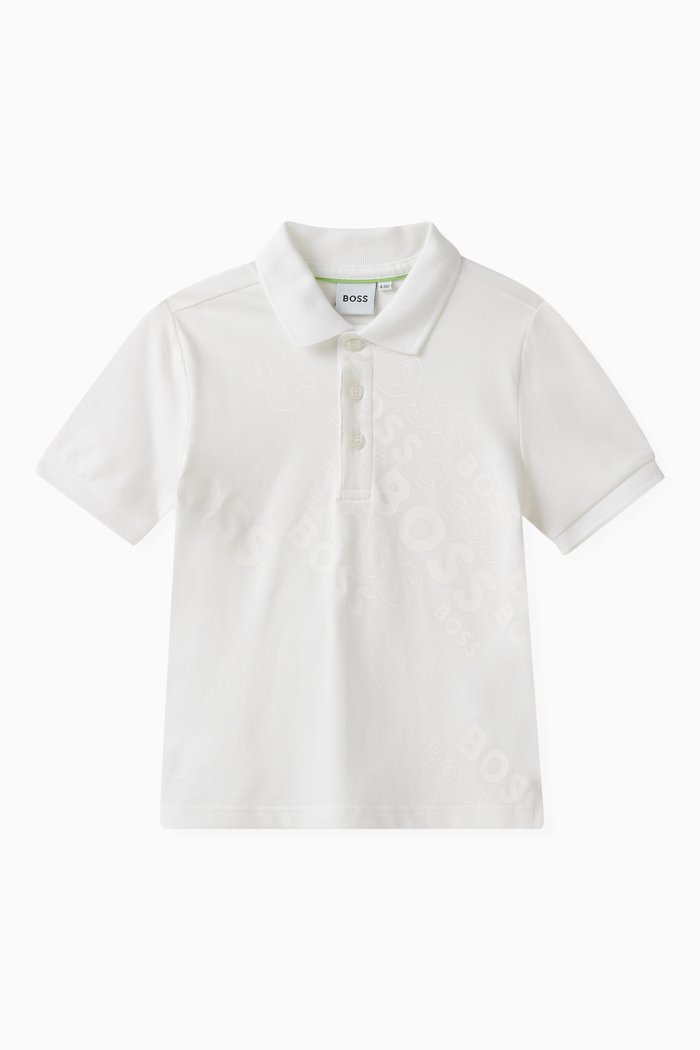 Logo Polo Shirt in Cotton, White