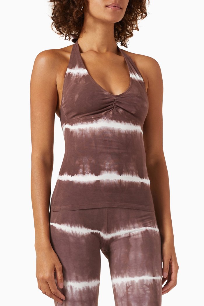 

Matilde Halter Tie Dye Top in Stretch Cotton, Multicolour