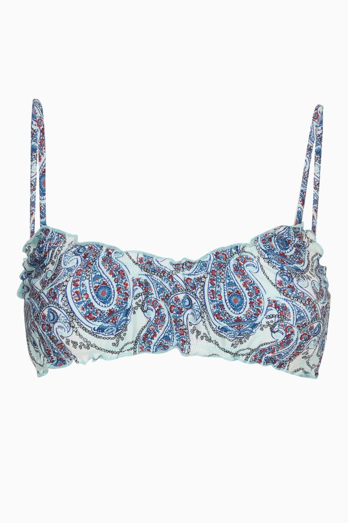 Arabelle Bikini Top in Stretch Nylon, Blue
