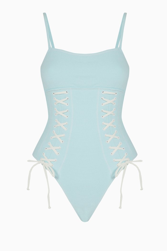 

Kylee One-piece Swimsuit in Textured Jacquard, Blue