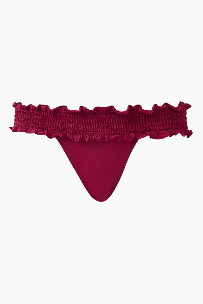 

Penelope Ruffle Tankini Bikini Briefs in Stretch Nylon, Red