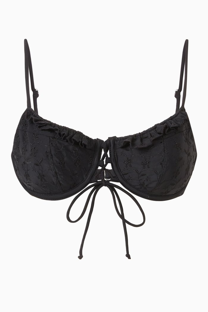 

Lucia Eyelet Bikini Bra, Black