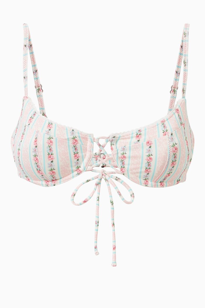 

Lucia Floral Bikini Bra, White