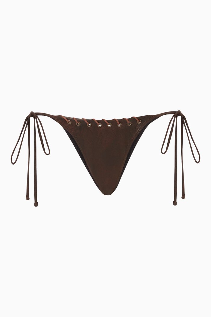 

Mackenzie Bikini Briefs in Stretch Faux-leather, Brown