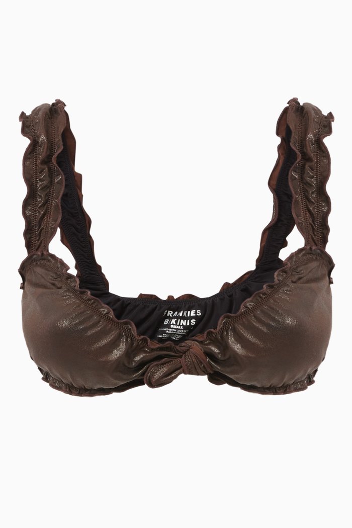 

Colby Bikini Bra in Stretch Faux-leather, Brown