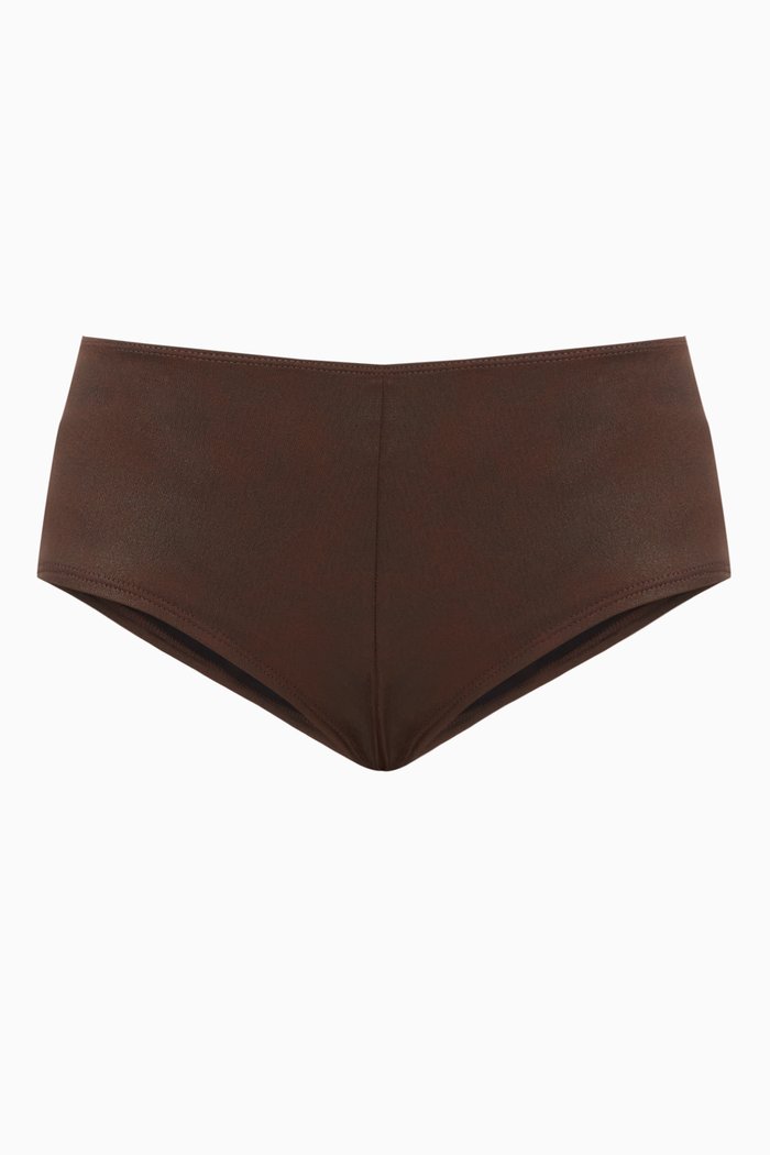 

Genevieve Short Bikini Briefs in Stretch Faux-leather, Brown
