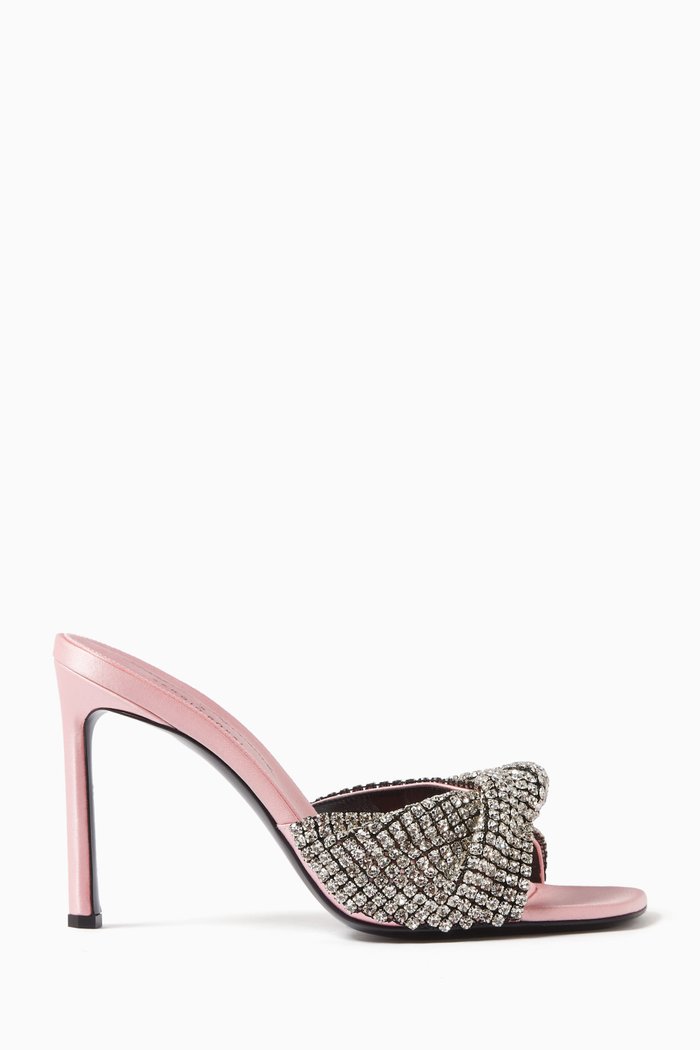 

x Evangelie Smyrniotaki 95 Mules in Crystal Mesh Satin, Pink