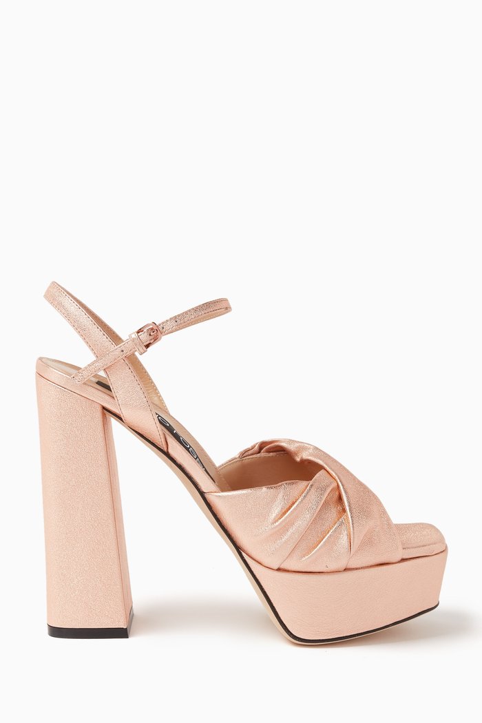

Amber Platform Sandals in Nappa Leather, Gold