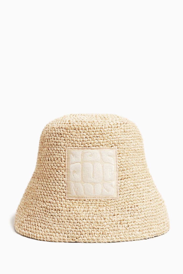 

Le Bob Ficiu Bucket Hat in Raffia, Neutral