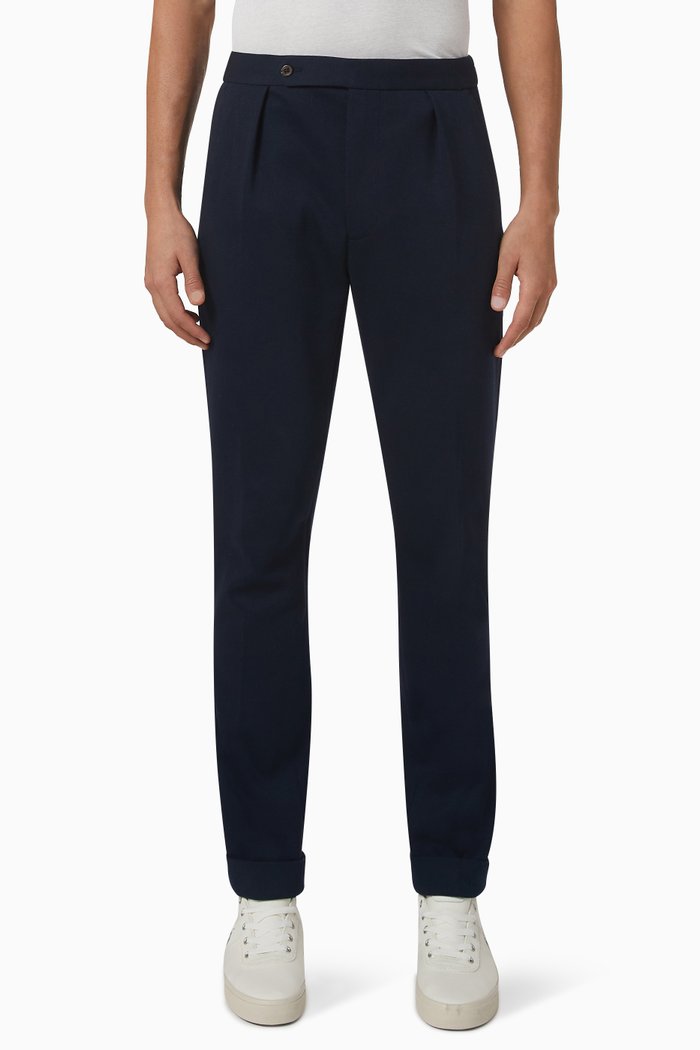 

Double-Knit Suit Trousers Cotton-polyester Blend, Blue