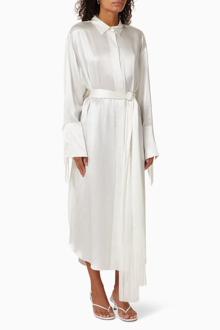 

Nettle Fringed Shirt Dress, White