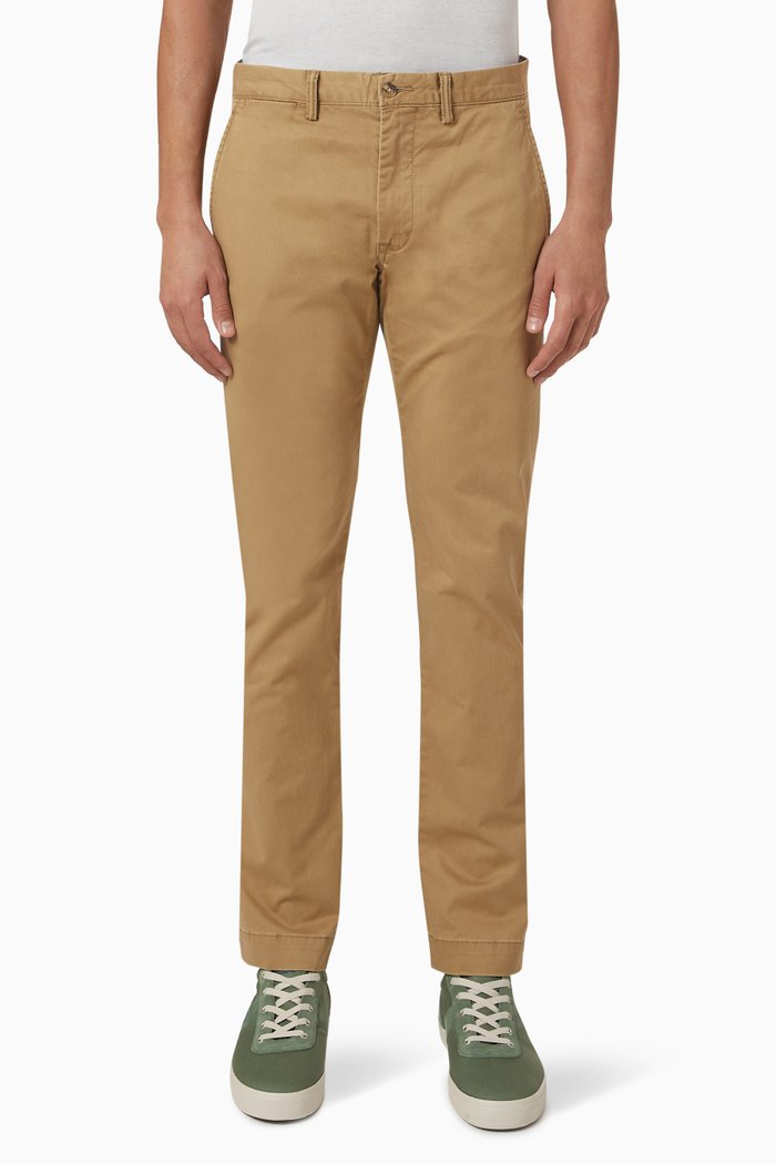 

Slim Fit Chino Pants in Stretch Cotton, Neutral