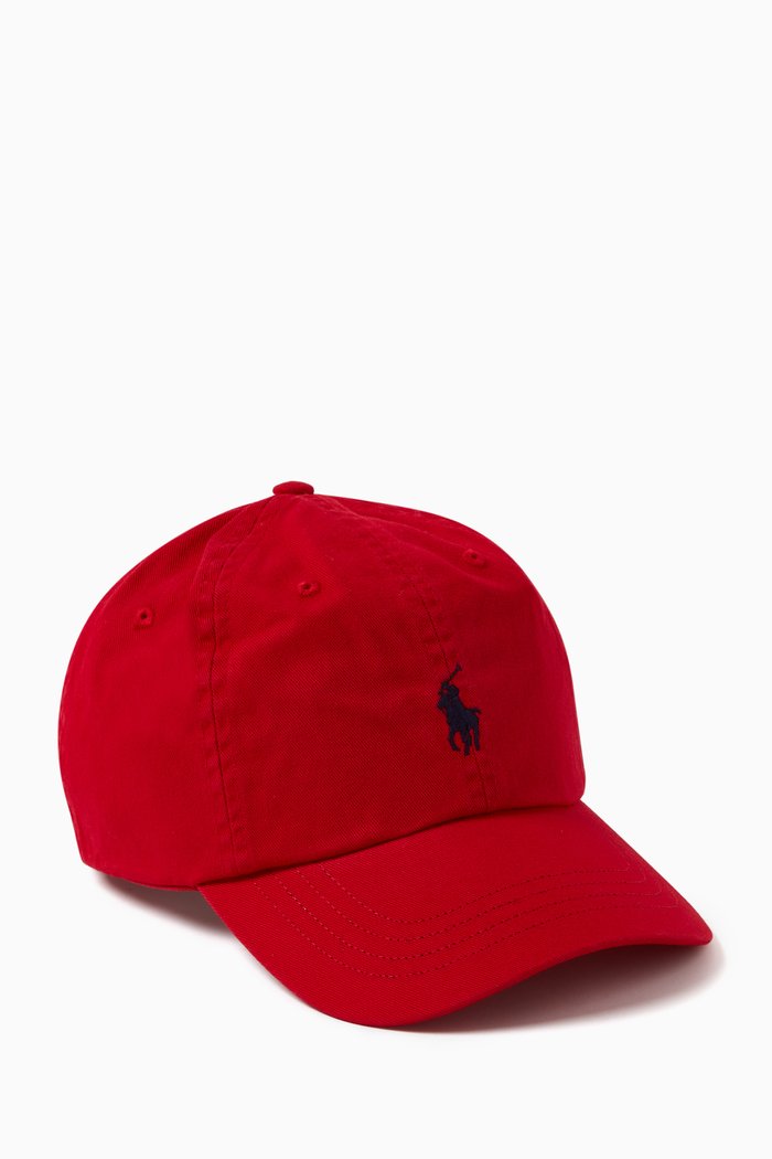 

Embroidered Logo Baseball Cap in Cotton, Red