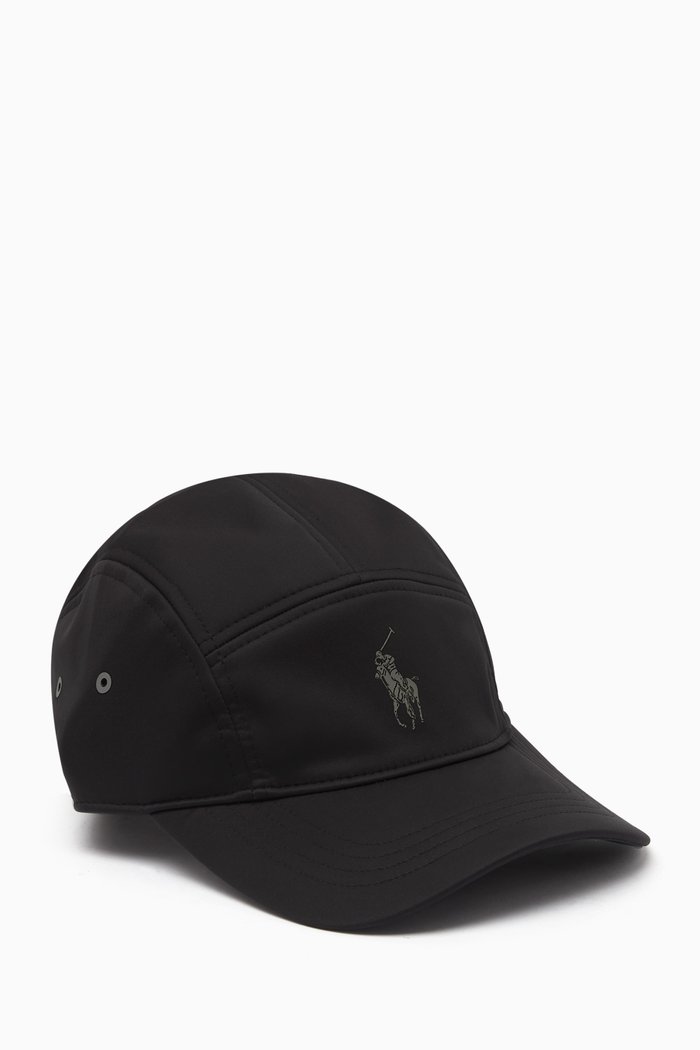 

Embroidered Logo Panel Cap in Nylon, Black