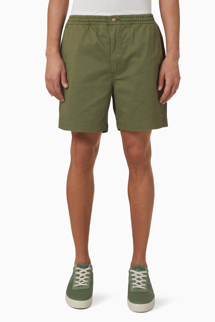 

Logo Embroidered Shorts in Cotton, Green