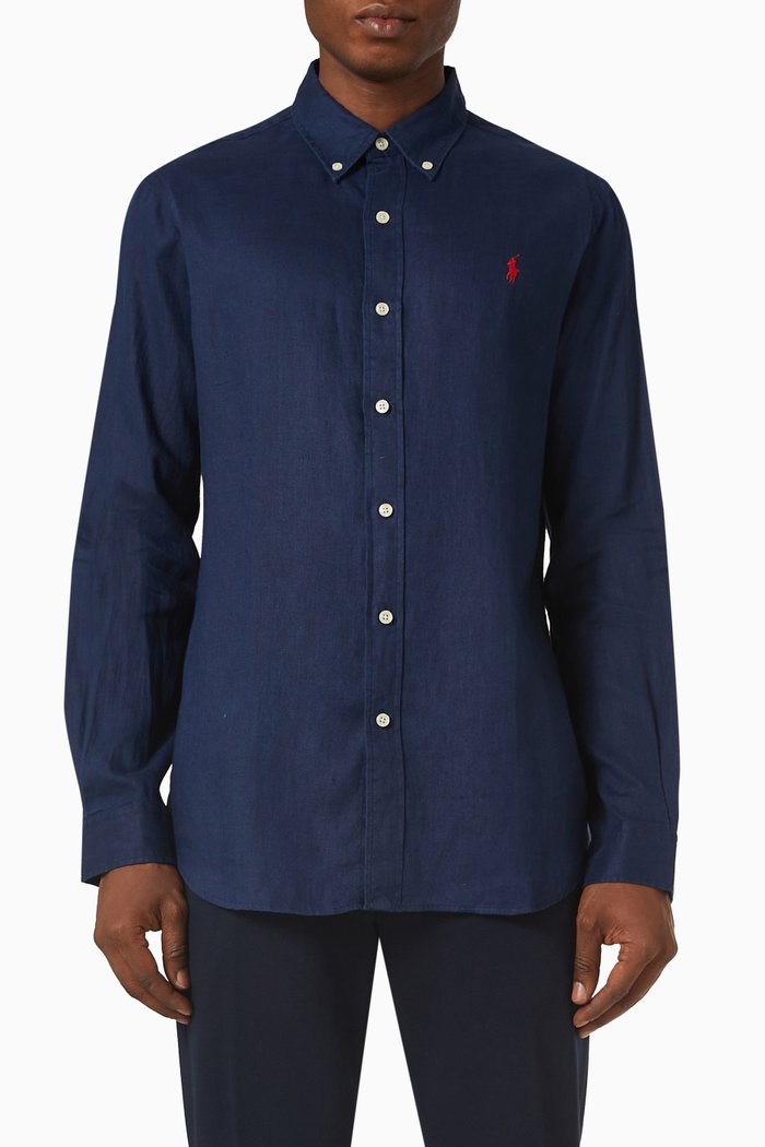 Sport Shirt in Linen, Blue