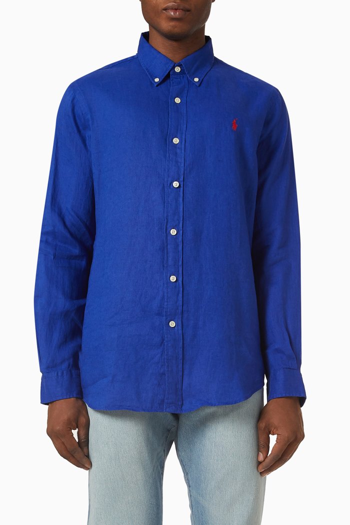 

Sport Shirt in Linen, Blue