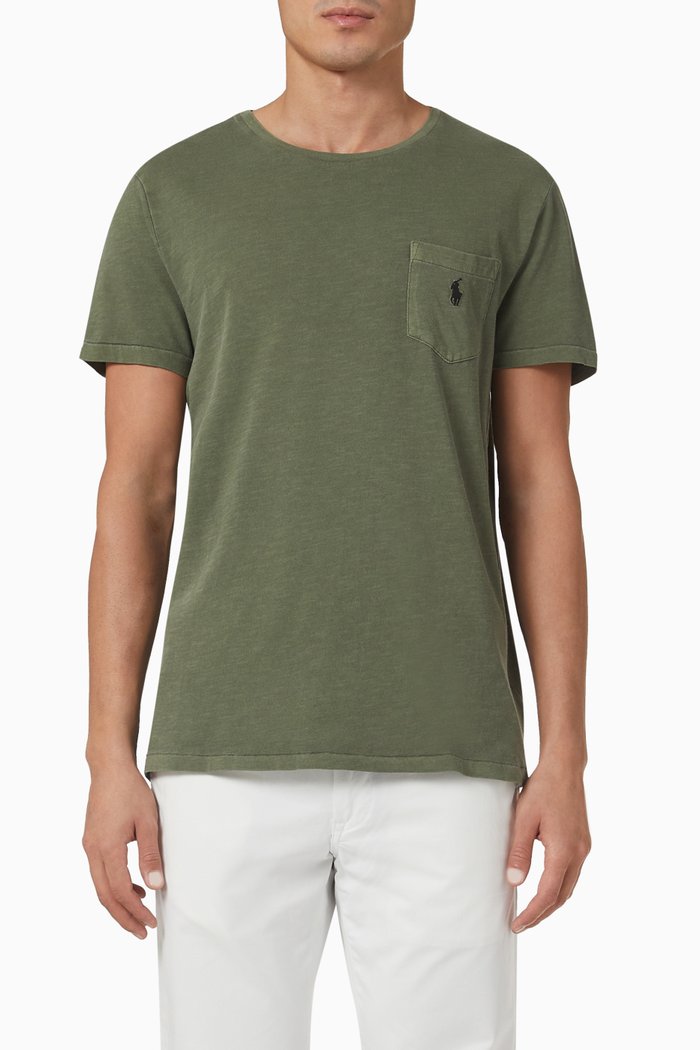 

Custom Slim-fit Pocket T-shirt in Cotton Jersey, Green
