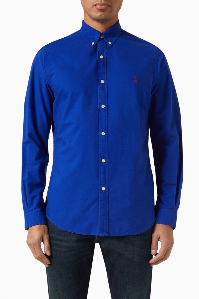 Sports Shirt in Cotton, Blue