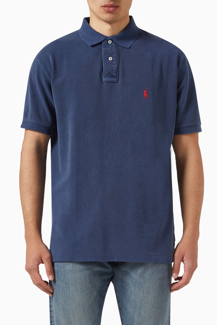 

Polo Shirt in Cotton Piqué, Blue