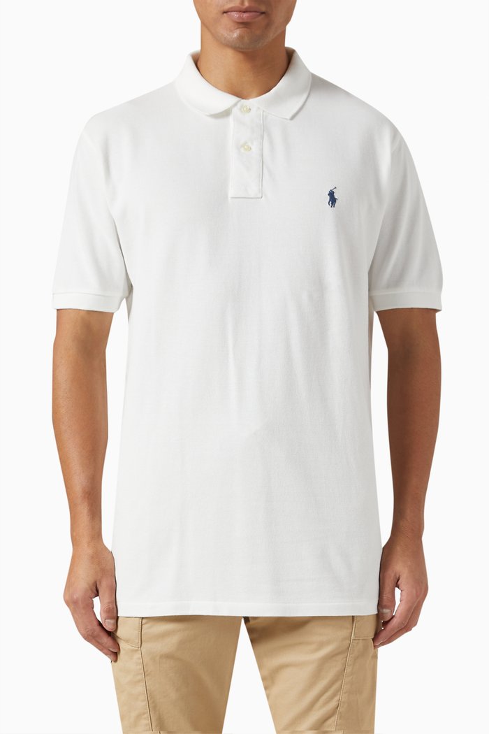 

Embroidered Pony Polo Shirt in Cotton Piqué, White